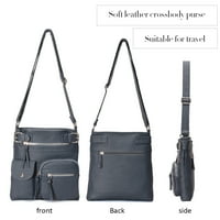 KL puha bőr Crossbody táskák Női cipzáras Multi Pocket Messenger Bag