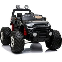 MotoTec gyerekek Monster Truck 12V lovagolni Fekete