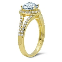 1. ct ragyogó szív vágott tiszta szimulált gyémánt 18K sárga arany Halo pasziánsz ékezetes gyűrű SZ 4