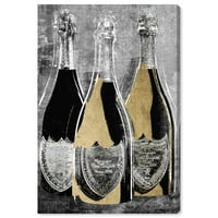 Wynwood Studio italok és szeszes italok fali vászon nyomtatványok Dom Party három 'pezsgő - fekete, arany