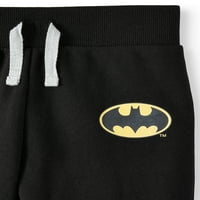 Batman kisgyermek fiú rövid ujjú grafikus póló és húzózsinó gyapjú kocogó nadrágos ruhák, 2 darab