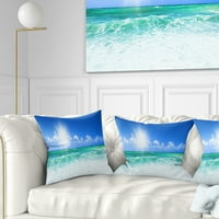 Designart Beautiful Blue Beach - Seascape Photography Dring Pillow - 18x18
