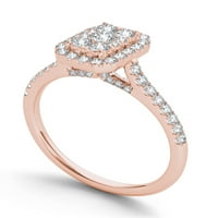 Carat T.W. Gyémánt klaszter smaragd alakú halo 10KT rózsa arany eljegyzési gyűrű
