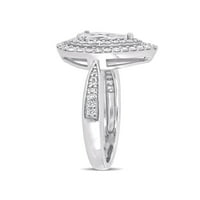 Carat T.W. Gyémánt sterling ezüst dupla halo könnycsepp eljegyzési gyűrű