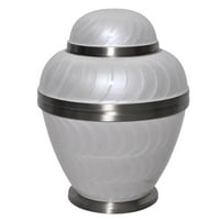 Nyugodt gyöngy fehér hamvasztási urna - szilárd sárgaréz felnőtt urna emberi hamuhoz - kézműves temetkezési urna