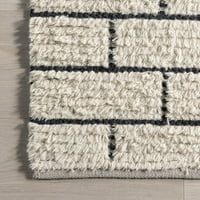 Nuloom Ariana tégla mintázat gyapjúkeverék szőnyeg, 6 '9', elefántcsont
