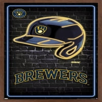 Milwaukee Brewers - Neon sisak fali poszter, 22.375 34 keretes