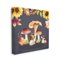 Stupell erdei gombák őszi lombozat botanikus és virágos festménygaléria csomagolt vászon nyomtatott fal művészet