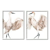 Stupell Industries Egyszerű fehér daru madarak, nyitott szárnyak illusztrációja, 30, Design by Grace Popp