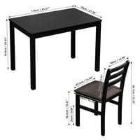 43.1 5 részes étkezőasztal-készlet, tömörfa konyhaasztal kárpitozott székekkel étkezőhöz, konyha, fekete