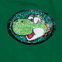 Super Mario Bros. fiúk Yoshi Flip flitterek póló, Méretek 4-16