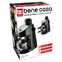 Bene Casa 4-csésze eszpresszó készítő, fekete, tejcsarnok, üvegkarafe kávéfőző, cappuccino készítő, könnyű tiszta kávéfőző
