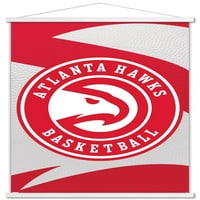 Atlanta Hawks - Logo fali poszter fa mágneses kerettel, 22.375 34