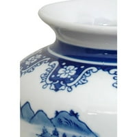 Keleti bútorok 14 táj kék-fehér porcelán Tung Chi váza, dekorációs elem, keleti design, minden alkalomra, minden szobában