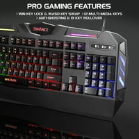 Infiltrate Kl LED Gaming Keyboard-Többszínű háttérvilágítású billentyűzet-vízálló kialakítás