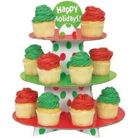 Piros és zöld pöttyös karácsonyi Cupcake állvány